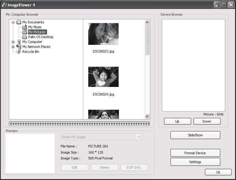 The photo viewer program screen opens. (Windows version shown) 2 On the left side of the screen, click the folder that you want to copy photos from.