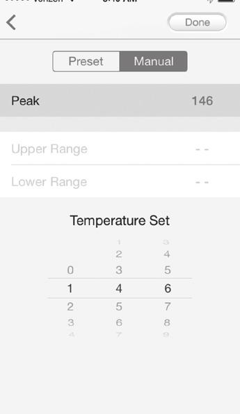 Step 7: (Manual Doneness Temperature Option) Tap 0 C or 0 F to set desired Temperature mode.