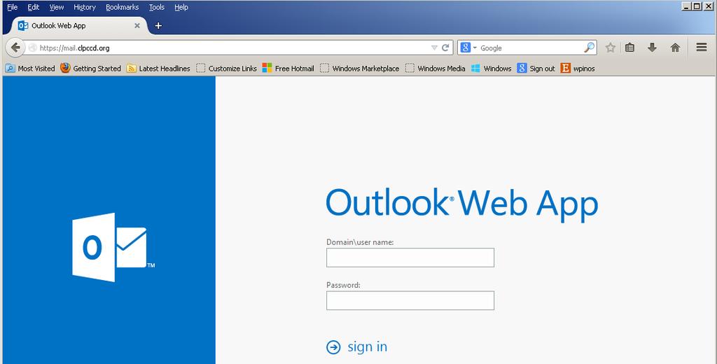 Getting started in Outlook Web App Outlook Web App is a way of getting to your mail from a browser connection, either at the campuses or from home.