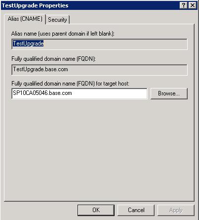 Figure 31: Changing the target host of the Alias to production host.