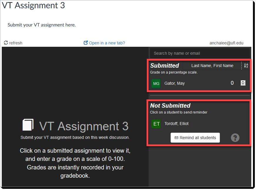 VoiceThread 23 of 31 You can also remind students to turn in their VoiceThread assignment.