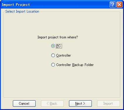 4.2 Importing a project This section describes how to import a project using the wizard and how to convert the EPSON RC+ 5.0 project into the EPSON RC+7.0 format. (1) Select EPSON RC+ 7.