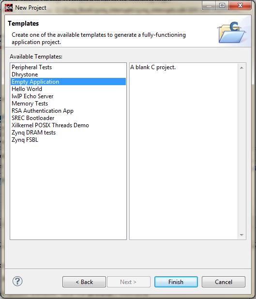 Exercise 2C: Creating a Software Application in the SDK (c) At the New Project Templates screen, select Empty Application, as in Figure 2.
