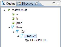 Exercise 3B: Design Optimisation in Vivado HLS down menu to select the option PIPELINE. Click OK to accept the default options. The directives tab should now resemble Figure 3.