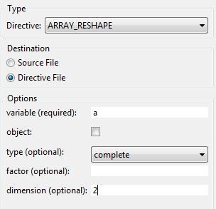 Exercise 3B: Design Optimisation in Vivado HLS (r) Ensure the source code matrix_mult.cpp is visible in the editor, and open the Directives tab. Right-click on variable a and select Insert Directive.