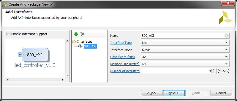 Exercise 4A: Creating IP in HDL (o) Specify the Add Interface dialogue as shown in Figure 4.7. Figure 4.7: Add Interface dialogue Click Next.
