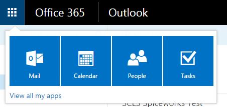 Getting Oriented 1. In the upper left of the web page, you ll see some squares. Click on the squares to navigate in Office 365. a. Mail is your email b. Calendar is the calendar c.
