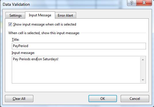 Input-Message: Click the Input Message tab.