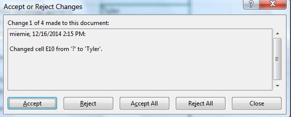 Click on Accept or Reject button to go through each changes individually or Accept All or Reject All button to accept or reject multiple