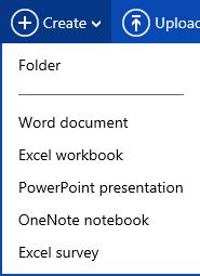 New files can be created through SkyDrive by clicking on and selecting the program you wish to use, eg Word (web applications in SkyDrive are slightly cut-down versions of Office 2013 programs).