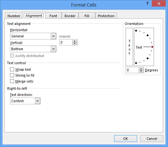 Vertical Alignment and Orientation Text can be vertically aligned at the top, bottom, centre, or justified in a cell. Data can be displayed vertically or on an angle.