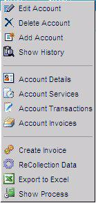 Setting up the System 3-11 Click the Options arrow to display the Account options available.