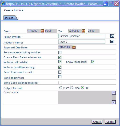 3-14 Setting up the System Function Create Invoice Description Click this option to create an invoice for the currently selected account.