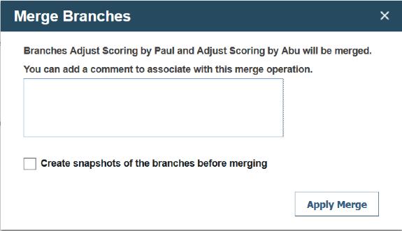 Apply Merge When you have set all the needed actions, click Apply Merge to request these actions (1).
