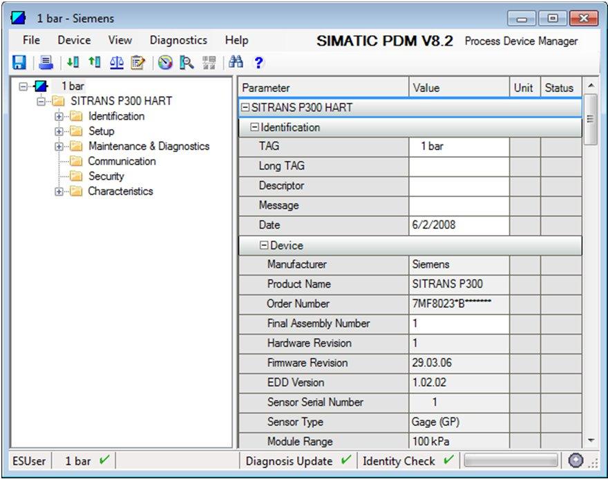 3 Configuring the redundant peripherals 3.8 Symbolic name assignment Activity Screenshot 3. The HART field device is opened in SIMATIC PDM. Here you can adjust other device parameters (such as TAG).