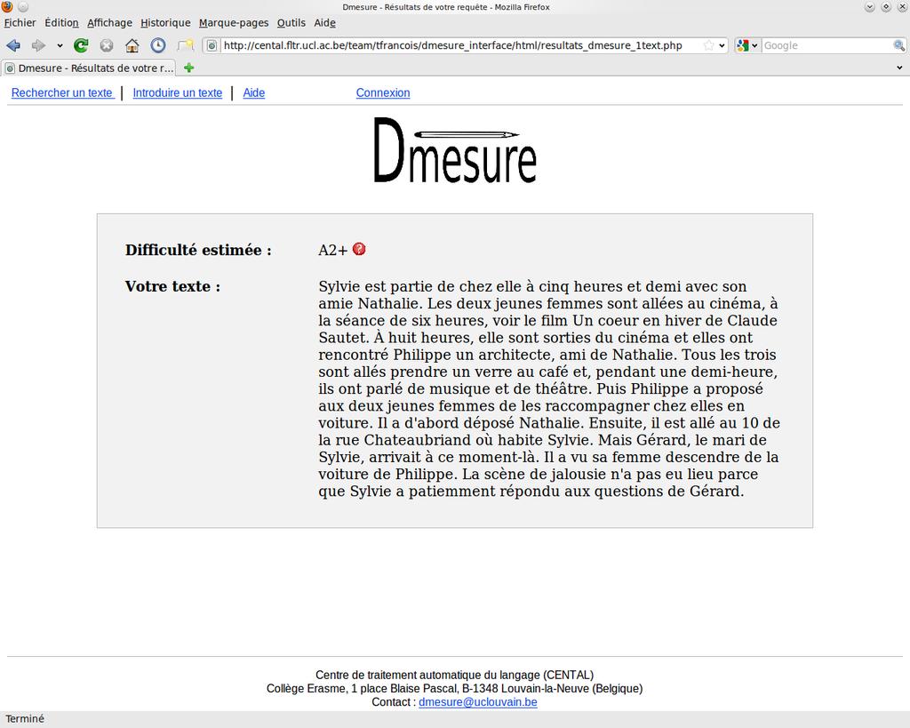 The one-text interface Dmesure : the one-text