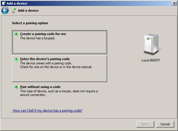 Figure 30: Add a device window If the computer is not equipped with built-in Bluetooth and the BRBLU03-010A0 USB Bluetooth adapter is used, the following additional steps are required: