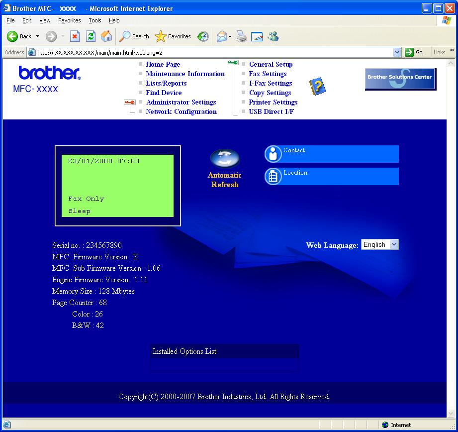 For Network Users 3 Web Based Management (web browser) 4 Restoring the network settings to factory default The Brother print server is equipped with a web server that allows you to monitor its status