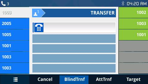 Figure 5: Transfer Softkey During Call Figure 6: Blind/Attended Softkeys During Call Display SIP Message Text