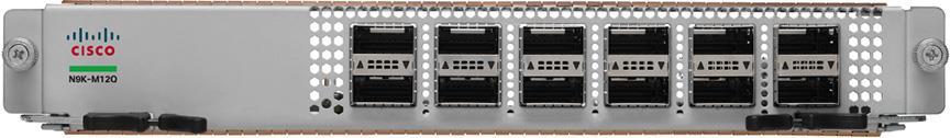 As specified earlier in Table 2, the uplink module provides 8 active ports when installed in the Cisco Nexus 93128TX, and 12 active ports when installed in the Cisco Nexus 9396PX. Figure 4.