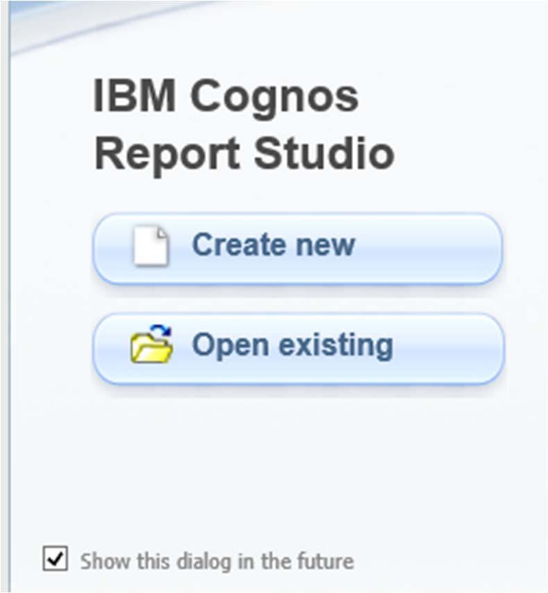 Cognos Business Intelligence Reporting: When ECMSBI is selected, Report Studio Opens The Welcome Screen.