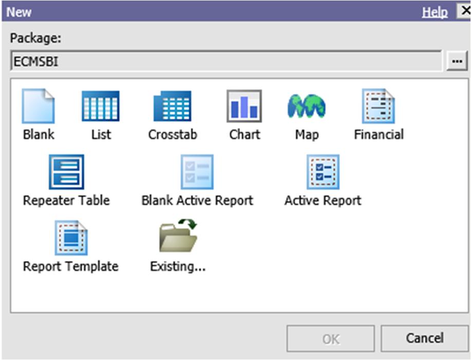 Cognos Business Intelligence Reporting: Selecting Create New Opens the New Report Style Wizard.