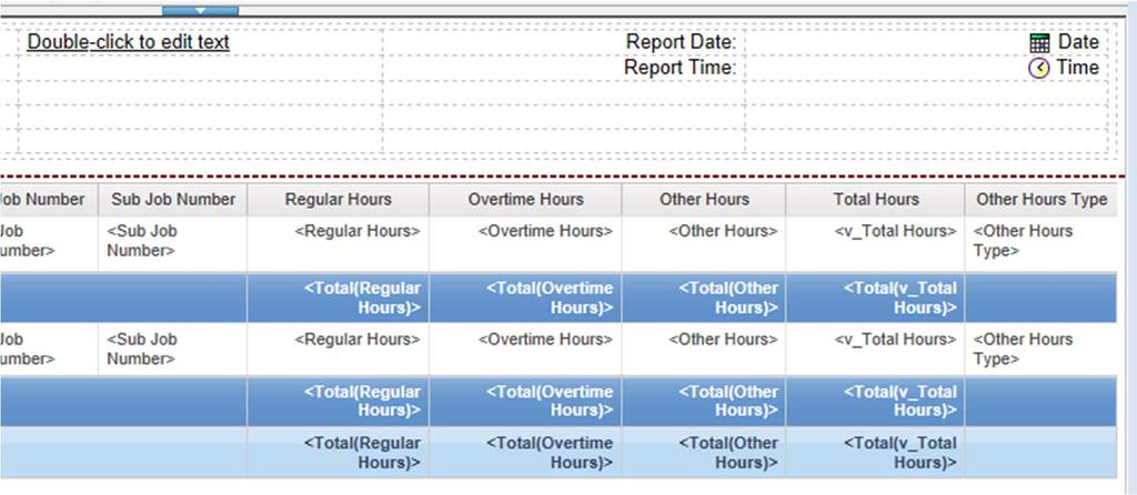 Formatting Report Header: Insert company info, from & to dates, report run time and date, company logo.