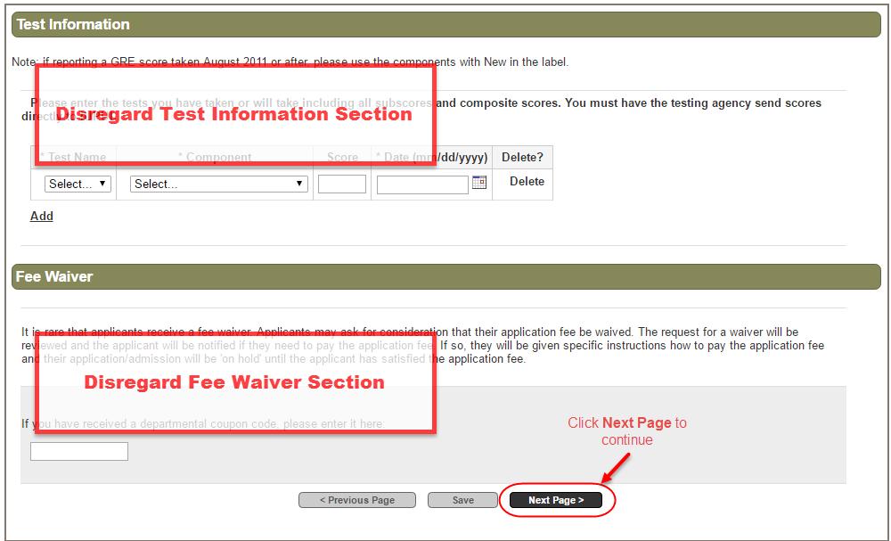 Information and Fee Waiver sections are