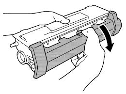 7. Remove the protective cover from the toner cartridge.