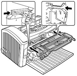 9. Align the imaging cartridge with the guides in the printer, and then insert the cartridge.