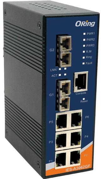 centralized management and configurable by Web-based,Telnet, Console(CLI) Completely combination of 10/100Base-T(X), 100Base-FX, 1000Base-T, 1000Base-SX, and 1000Base-LX ports Rigid IP-30 housing
