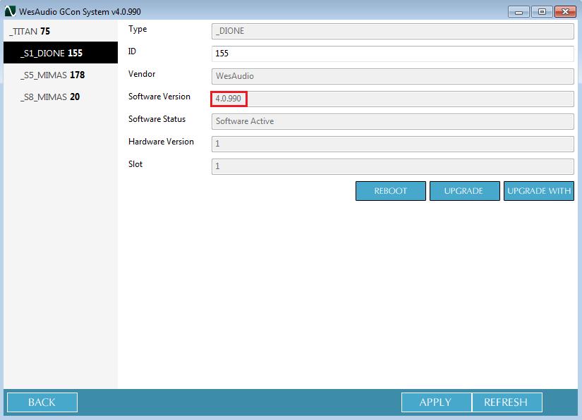 5.8. GCon Manager GCon Manager is generic application which implements configuration management over compatible units. 5.8.1. How to check firmware upgrade.