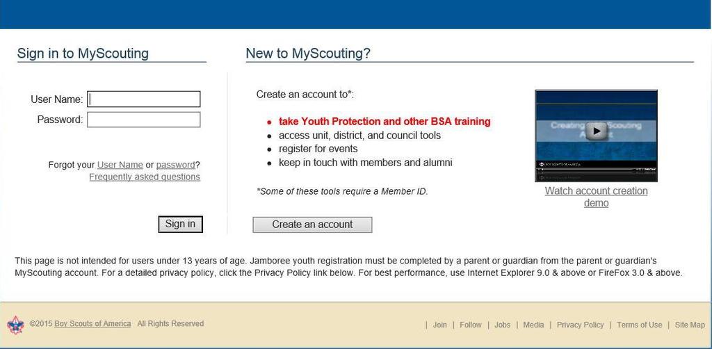 Using option 2, you ll go through your myscouting page.