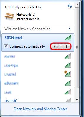 Connect to your Wireless Network SSID Note: The following steps assume your wireless SSID has the Broadcast SSID checkbox enabled.