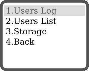 5.4. INFORMATION CHAPTER 5. LOCK MENU 5.4.1 Users Log Users log informs you about: User