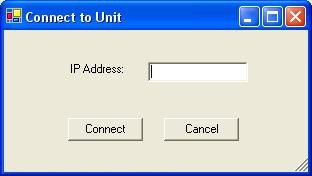 To connect to a meter on a different network: 1. Click Unit in the menu bar, then select Connect from the drop-down menu. The Connect to Unit window appears. See Figure 5.