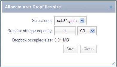 To change the DropFiles capacity, follow the given procedure. a) Enter the DropFiles storage capacity in numerical number in the DropFiles Storage Capacity text box.