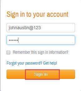 Enter valid user name and password in the username and password text boxes respectively. 3. Click Sign in.