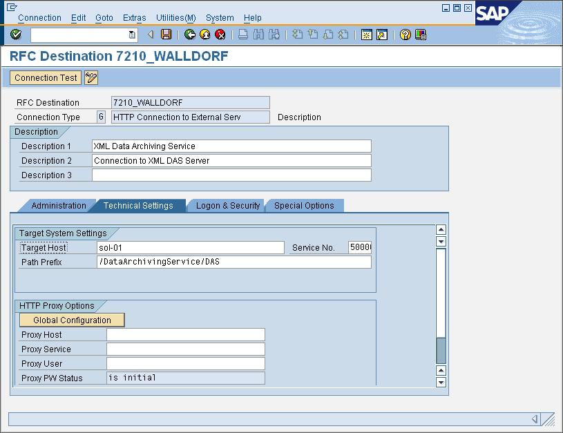 XML Archiving ABAP Stack RFC Definitions SAP uses internal RFC connections to communicate with other systems and objects.