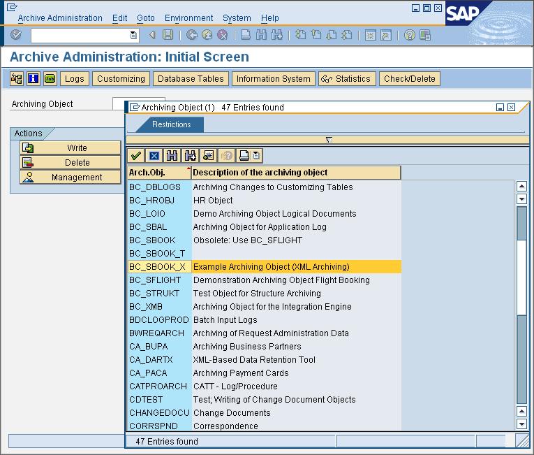 Transaction SARA In this section, transaction SARA is used to customize the XML Data Archiving Service connector of the ABAP stack and to define rules for setting the home path.