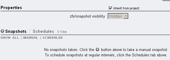 4. Click the plus sign (+) to add a new manual snapshot or select the Schedule tab and Click (+) to add a new scheduled snapshot, as shown in Figure 37. 5. Click Apply.