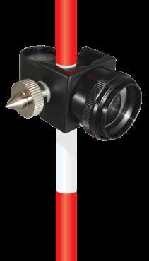 and down the pole, the knobs lock in height and tilt they also double as vertical angle targets Includes replaceable stainless steel point, accessory kit with plumb bob hook and cone and a system bag