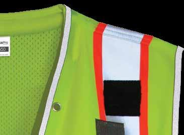 Safety Gear SITEPRO 550 SERIES Surveyor s Safety Vests, Class 2 Solid polyester front with mesh back for ultra-cool comfort Zipper front closure reinforced with durable