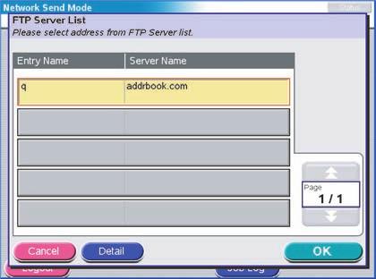 Server List 1 (a) (b) Touch on an FTP server name to select it.