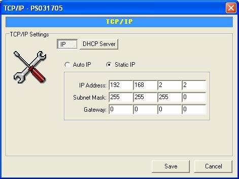 7.9 TCP/IP Configuration Double Click TCP/IP icon and the TCP/IP configuration window will pop-up.