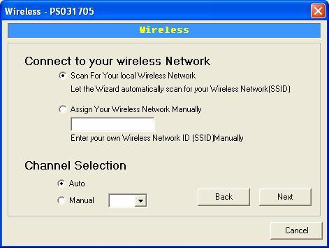In the Ad-Hoc mode, you can let the print server automatically associate with other wireless station or manually assign the SSID of your wireless network.