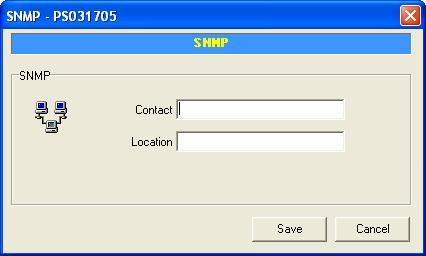 7.11 SNMP Configuration Double Click SNMP icon and the SNMP configuration window will pop up. Contact: You can enter the print server administrator s contact information here.