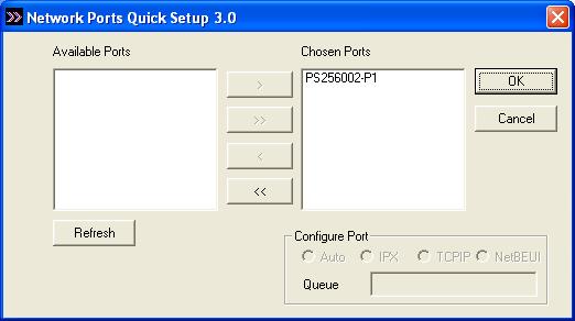 Please be aware that Network Ports Quick Setup Utility can only detect and configure all print servers on the same network, it cannot search and configure print servers on other subnets across