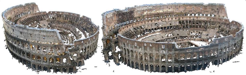 Colosseum The Colosseum (Rome) Reconstructed dense 3D point models. For places with many available images, reconstruction quality is very high.