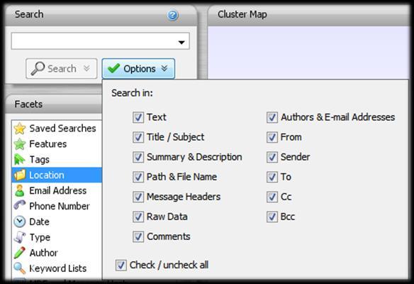 10 Keyword search To search for text, enter a query in the Search panel and click the Search button. For query syntax rules, refer to the Search query syntax section below. 10.